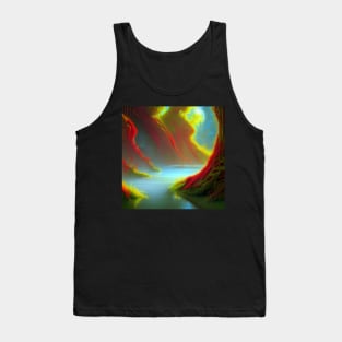 Beautiful Lake Under Colorful Fantasy Plants Tank Top